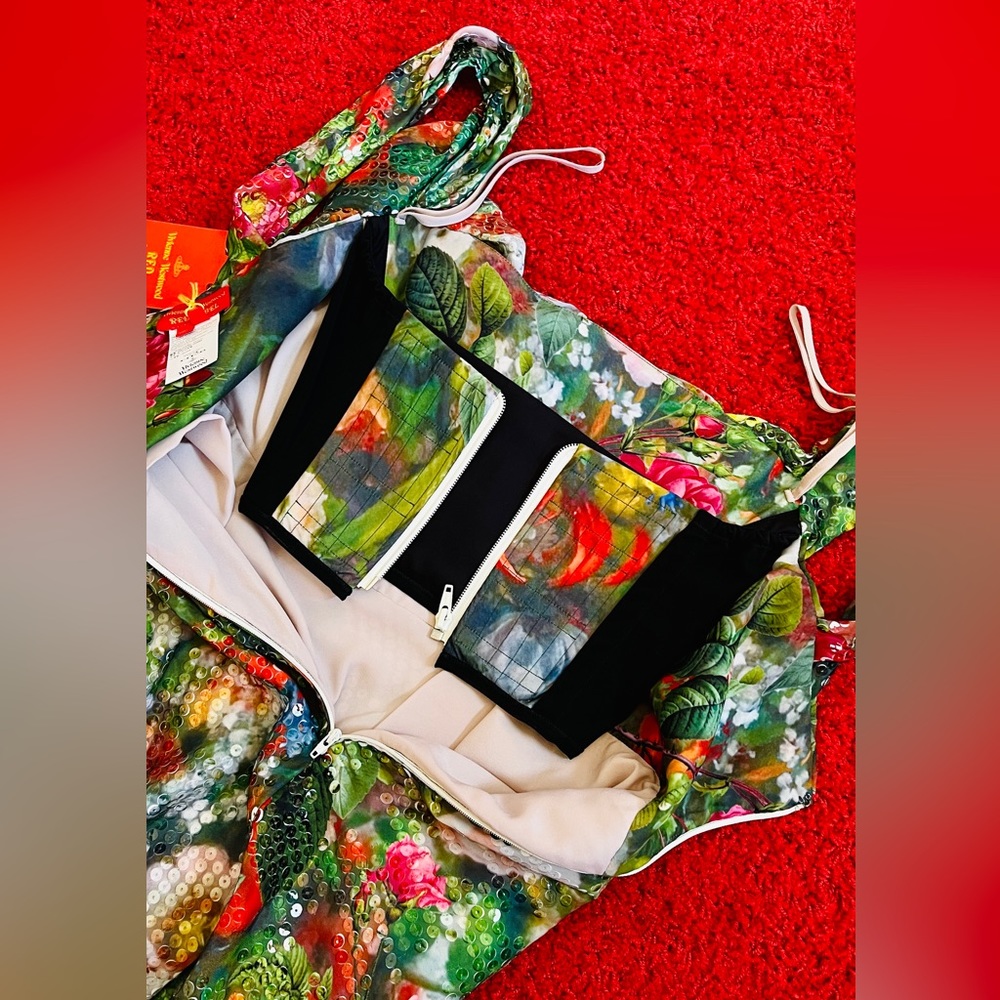 Vivienne Westwood SS14 floral chiffon printed sequined Corset Dress NWT IT 40 - Picture 6 of 17